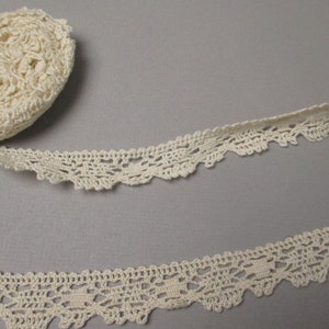 Antique Crochet lace trim Narrow Cotton 19th Century