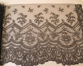 antique lace trim black french chantilly