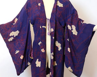 Vintage Japanese Embroidered Kimono-1930s to 40s Japanese Hand 