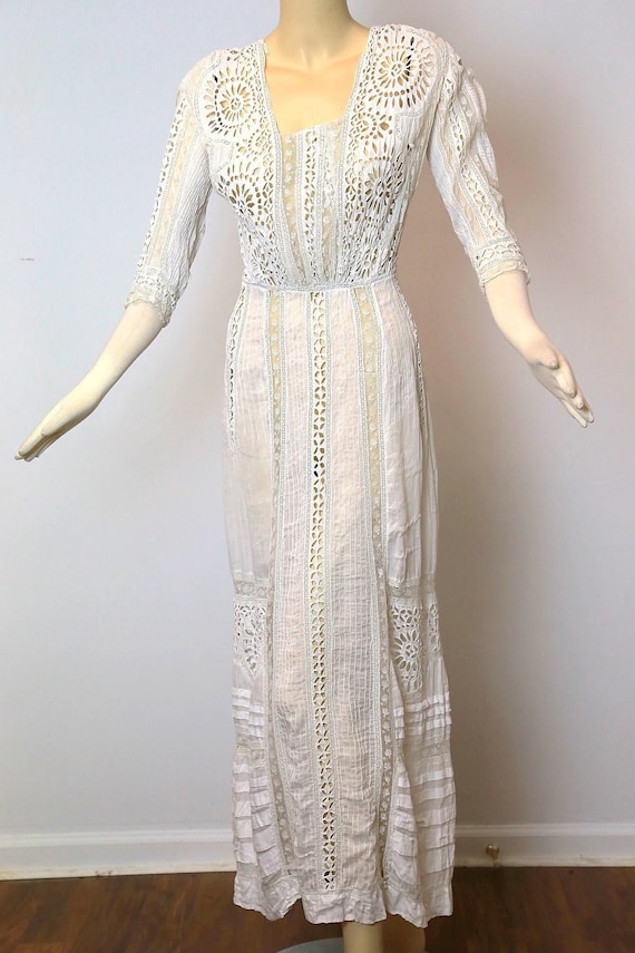 Antique Edwardian lace dress w sleeves 1910s Brida