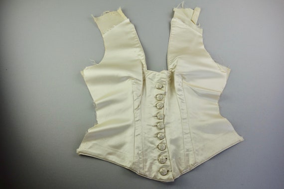 Antique dress bodice remnant silk button down bri… - image 1