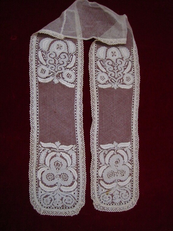 Antique lace veil wedding handmade Ayrshire 1860s… - image 4