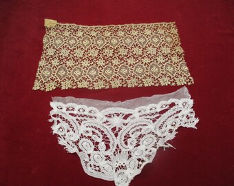 Antique lace trim remnants 2 piece lot