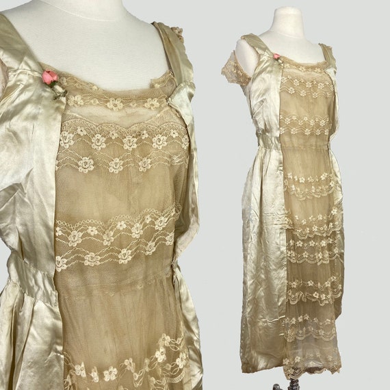 Vintage 20s wedding dress bridal flapper antique … - image 1