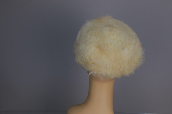 Vintage 60s 70s white Shearling fur hat Cossack b… - image 3