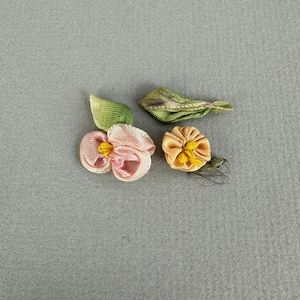 Antike Seidenborte 1900er Jahre Viktorianische Blumen Applikationen 3 Stück