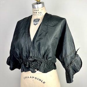 Antique Victorian dress bodice Silk Black Mourning Victorian Era