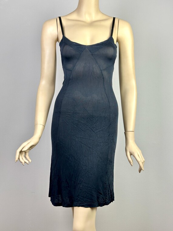 1930s vintage Nightgown slip dress, sheer sultry black night dress, bias cut with lace main image 0