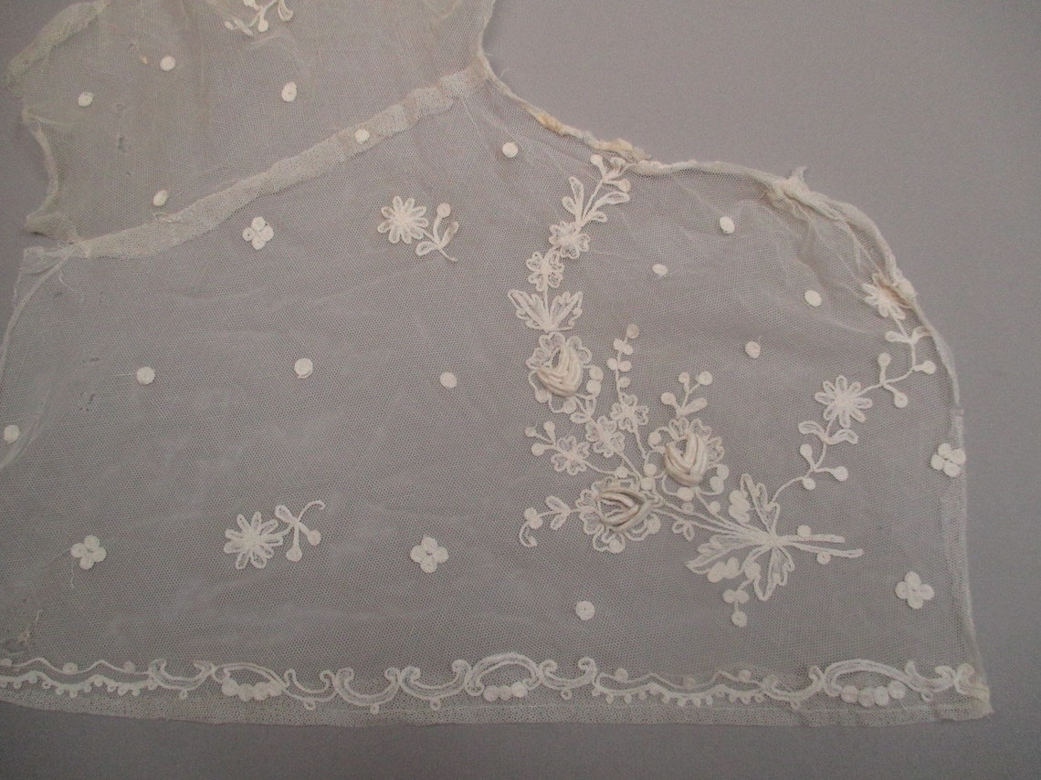 Antique Embroidered Lace Remnant - Etsy