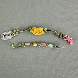 Antike Seidenborte 1900er Jahre Viktorianische Blumen Applikation Set von 2