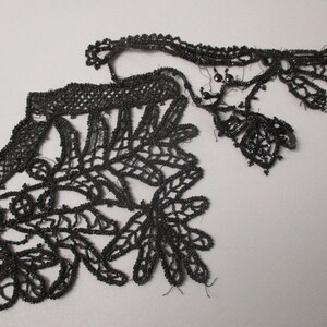 black beaded applique floral jet 19th Century