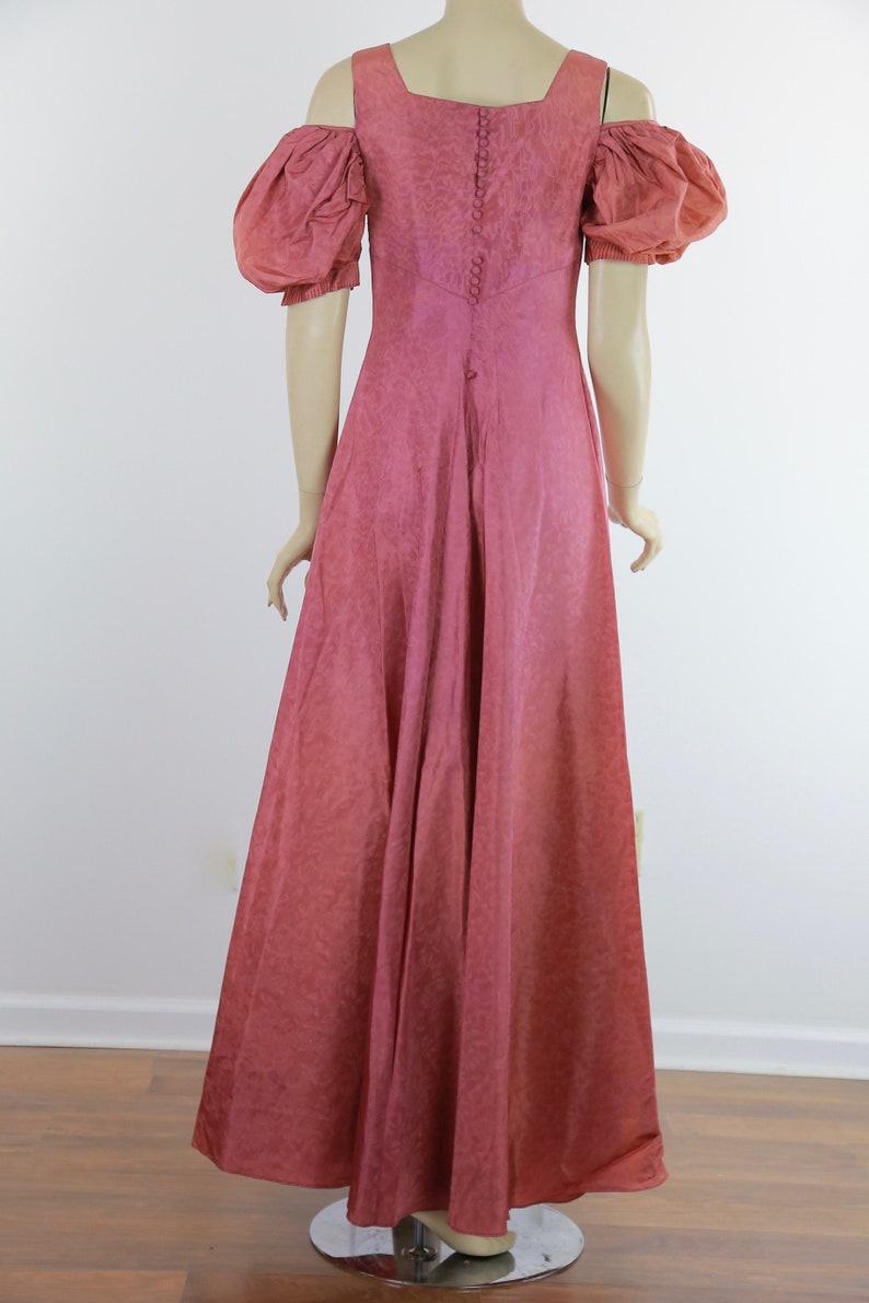 Vintage 40s mauve pink open shoulder evening dress image 5