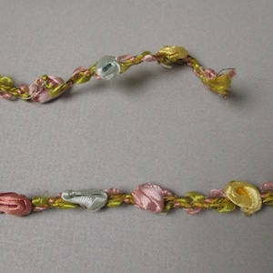 Antique floral ribbonwork rose Victorian era trim
