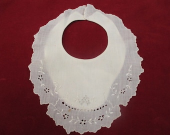Antique Lace embroidered collar baby shower gift 19th Century