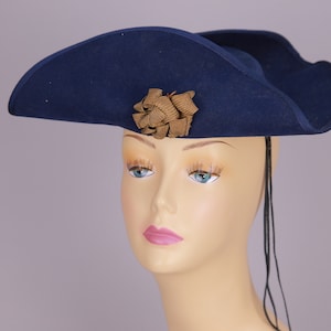 Antique Edwardian hat wide brim metallic ribbon 1910s