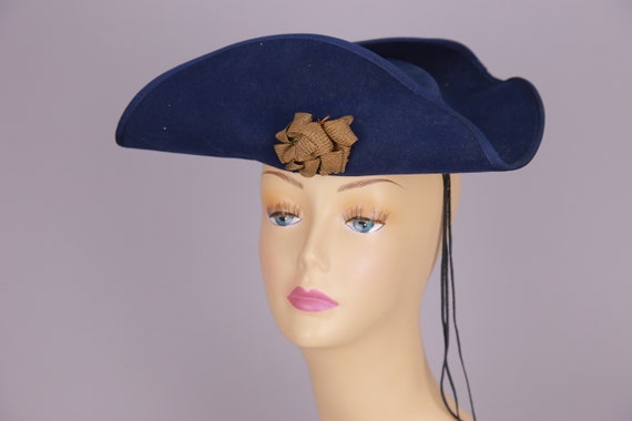 Vintage Edwardian hat wide brim metallic ribbon