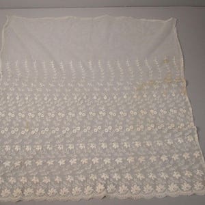 Antique embroidered Ivory Lace remnant white Victorian wedding dress Veil 19th Century