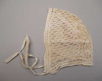 antique Lace baby bonnet infant hat newborn baby bonnet crochet bonnet