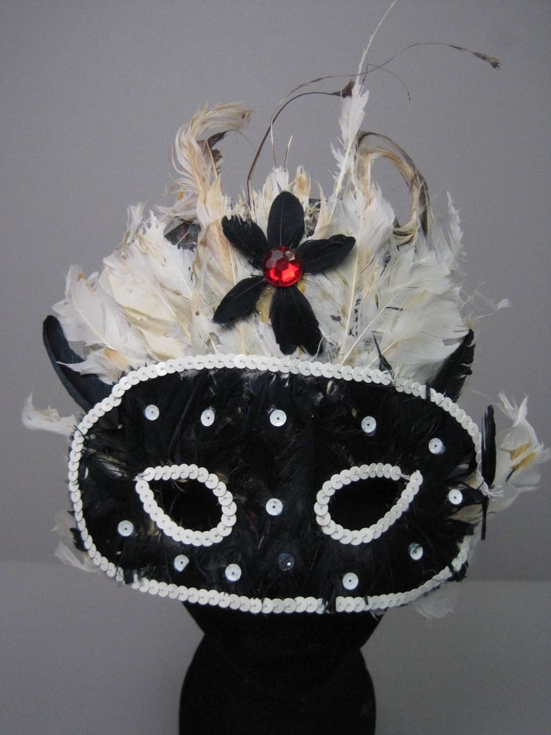 80s Masquerade mask party mask halloween mask mardi gras mask masquerade ball feather mask jeweled sequin mask image 6
