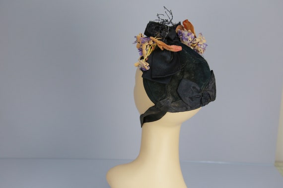 Antique bonnet  velvet Victorian hat 1880s - image 6