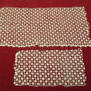 Antique Crochet Lace fabric trim remnants 2 pieces