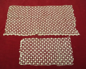 Antique Crochet Lace fabric trim remnants 2 pieces
