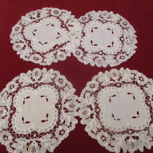 Antique Battenburg Lace Doilies set of 4