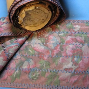 Vintage French watered silk faille ribbon rose pink Victorian era 5 7/8 inch wide