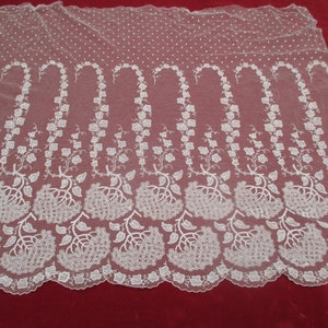 Antique Embroidered lace veil bridal net