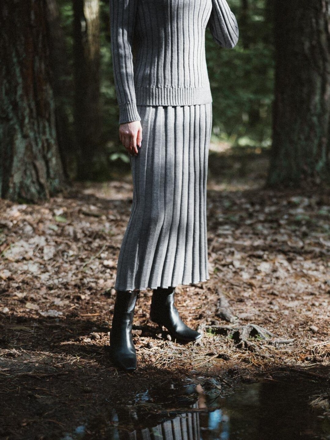 Grey Wool Embroidered High Waisted Skirt For Women Ideal Spring Wardrobe Essential Chic Fashion main image 1