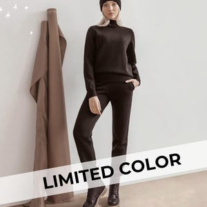 Merino Trouser Suit, Chocolate  Wool Knitted  Sweater And Joggers, Fashion Suit, Modern Clothing