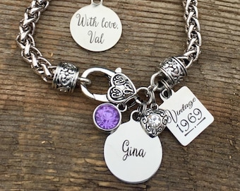 Gift for her, bracelet for women, Birthday gift, personalized bracelet, Best friend gift, Friend birthday gift, 40th birthday, 60th birthday