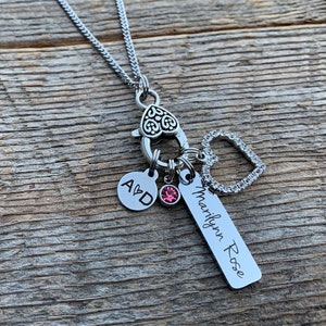 Personalized necklace, Mom gift, mom necklace, charm necklace, women jewelry, gifts for her, children name necklace pave image 1