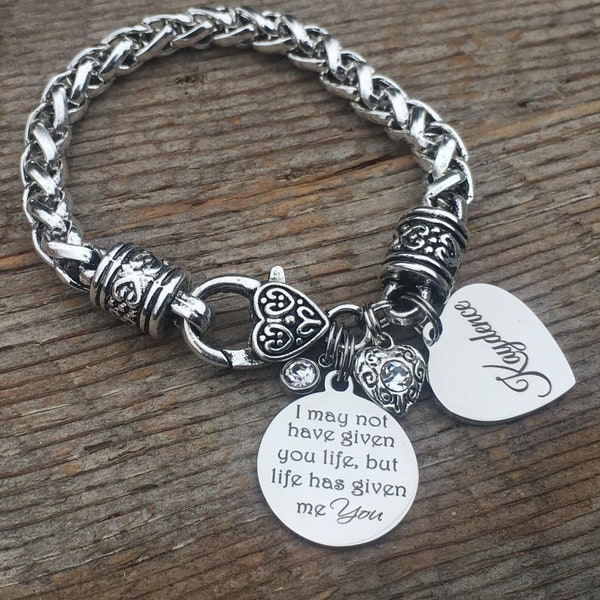 Step daughter gift, engraved jewelry, step daughter bracelet, adoption gift, PERSONALIZED gift, I chose you, chosen, blended family