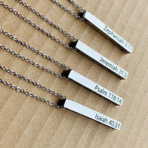 Confirmation, Confirmation gifts, baptism gift, Bible verse, scripture, personalized necklace, Daughter gift, Daughter necklace, 4 sided bar