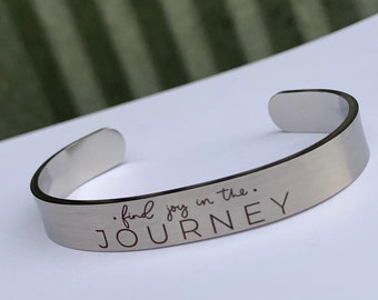 MANTRA bracelet, Find joy in the journey, Best Friend, personalized, DREAM, Birthday gifts for her, live laugh love engraved custom bracelet