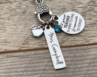 Teacher gift, teacher appreciation, Bar necklace, instructor, mentor, preceptor, nanny, charm necklace, birthstone, great teacher