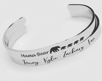 Mamá Osa, pulsera de mamá osa, regalo personalizado, regalo del Día de la Madre, regalo para la abuela, regalo para mamá, regalo para mamá, oseznos, pulseras apilables