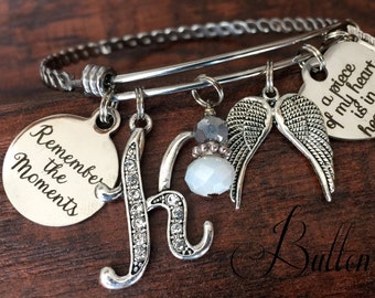 SYMPATHY gift, condolence gift, In memory of sympathy gift, Forever in my heart, REMEMBRANCE jewelry, remembrance gifts, ANGEL wings, Bangle