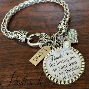 Step Mother of the BRIDE gift, Step mom gift, wedding keepsake, CUSTOM gift, although not mother and daughter by birth, step mom bracelet