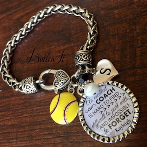 Coach Gift, Softball coach, Cheer coach, Volleyball Coach, Gift from team, Charm bracelet, Soccer Coach, Thank you gift, Inspirational quote image 1