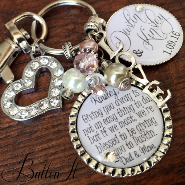 Wedding gift for BRIDE,  bridal bouquet charm, daughter wedding gift, Personalized wedding, Giving you away, Forever our little girl