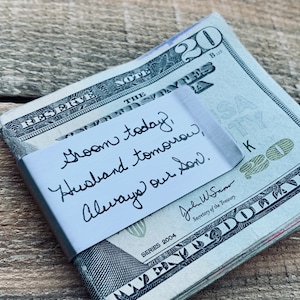 Son wedding gift, son in law, Money clip, Son in law, son wedding day, handwriting, actual handwriting, father of bride, father of groom