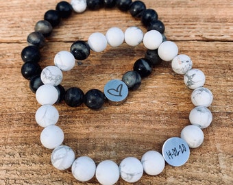 Personalized bracelet, Friendship bracelet SET, Best friend, Gift for him, Beaded bracelet, couples gift, boyfriend, first anniversary gift