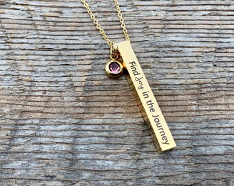 Daughter gift from mom, Daughter necklace, 4 sided bar, Find joy in the journey necklace, Birthday gifts for her, personalized, birthstone