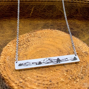 Personalized necklace, mountain necklace, Bar necklace, Wander, wanderlust, not all who wander are lost, mountains are calling, John Muir