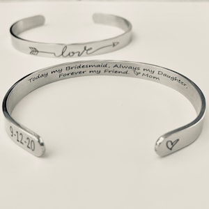 Daughter in law gift, maid of honor gift, cuff bracelet, personalized wedding, gift for bride, PERSONALIZED, step daughter, wedding jewelry