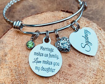 Step daughter gift, engraved jewelry, step daughter bracelet, adoption gift, PERSONALIZED gift, I chose you, chosen, blended family, bangle