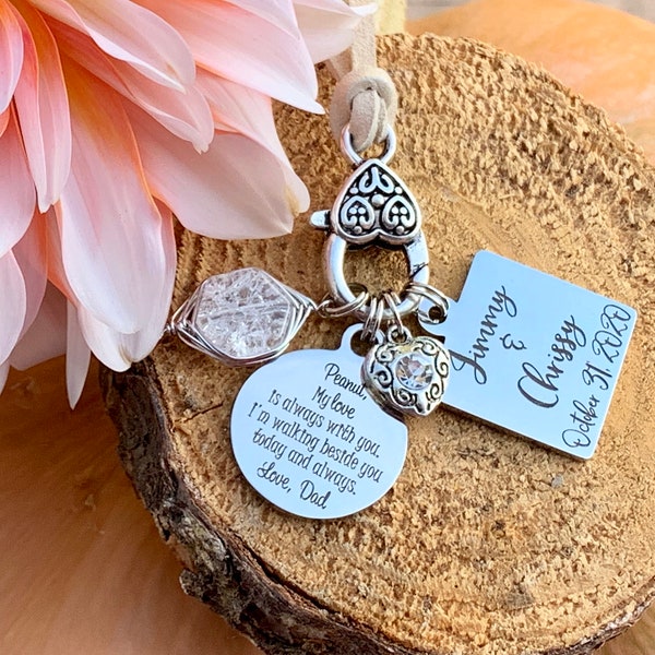 BRIDAL bouquet charm, Bride gift, walking down aisle gift, bridal shower, Daughter in law, REMEMBRANCE gifts, wedding bouquet charm