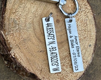 Wedding gift, bride and groom gift, engagement gift, coordinates, will you marry me, custom key chain, Jewelry with meaning